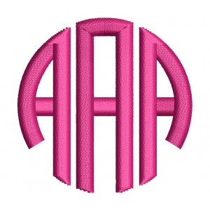 3 Letter Satin Circle Monogram Machine Embroidery Small Satin Font